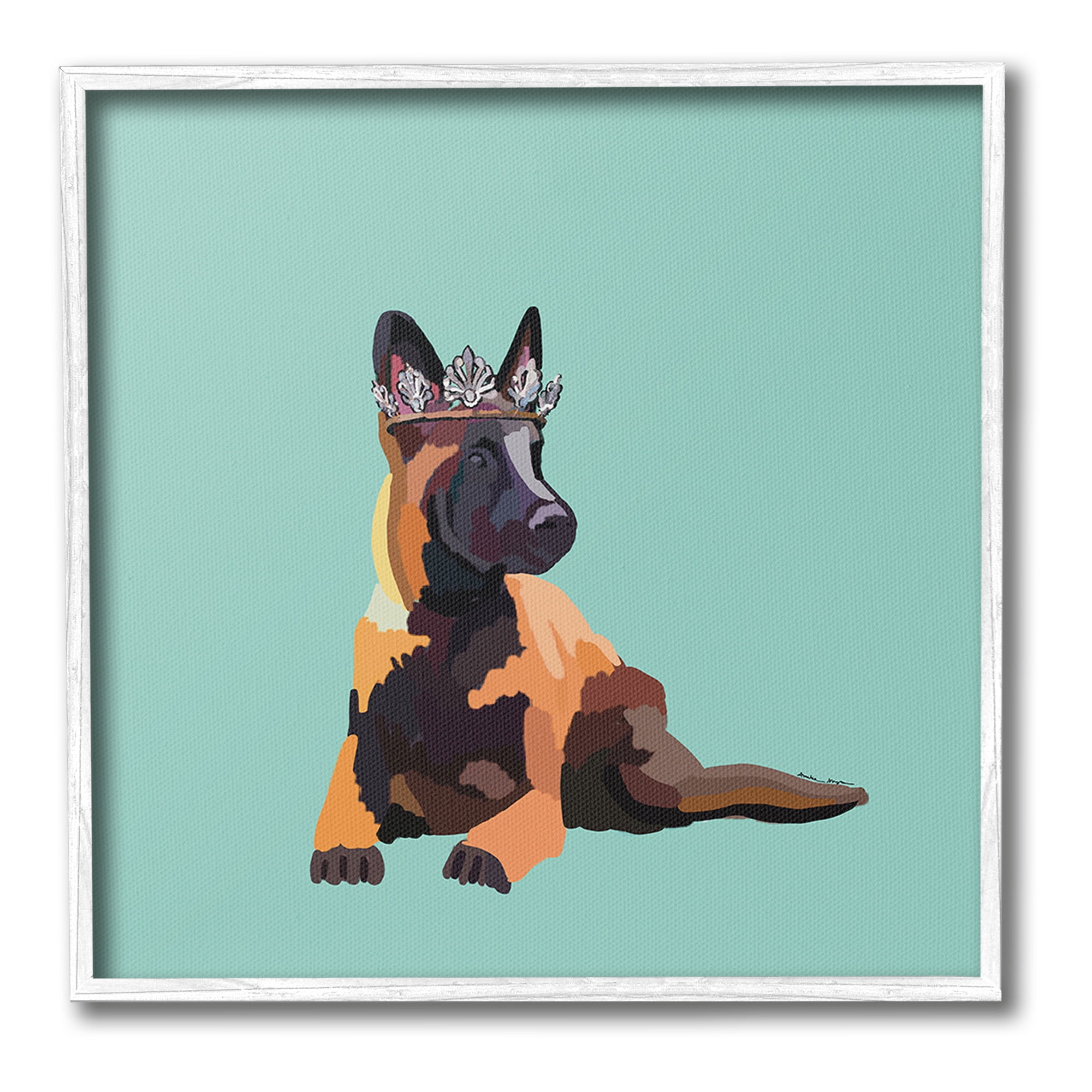 Stupell Industries Royal German Shepherd Animals & Insects Painting White Framed Art Print Wall Art, 12 x 12