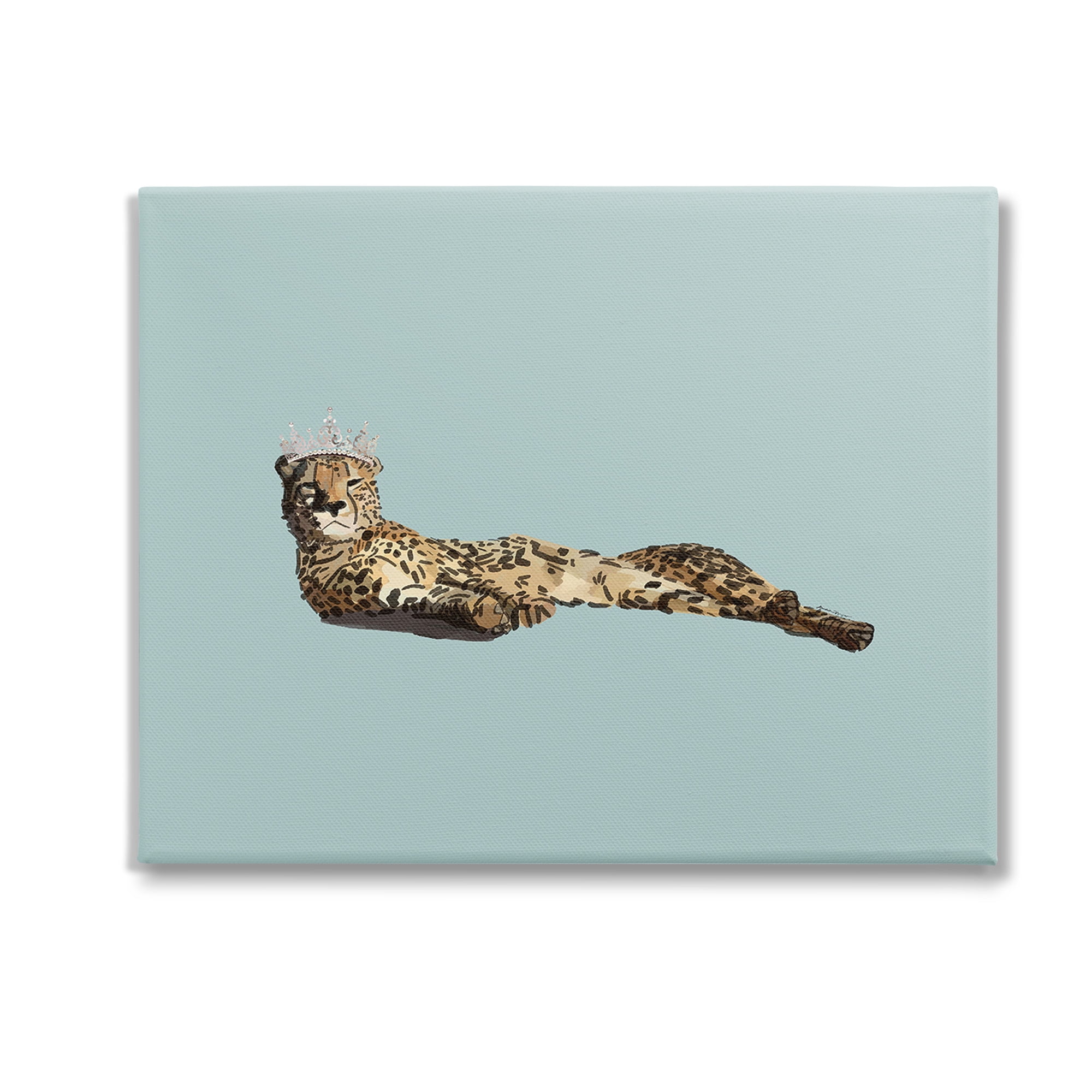 Stupell Industries Royal Leopard with Crown Animals & Insects Painting Gallery Wrapped Canvas Art Print Wall Art, 30 x 24