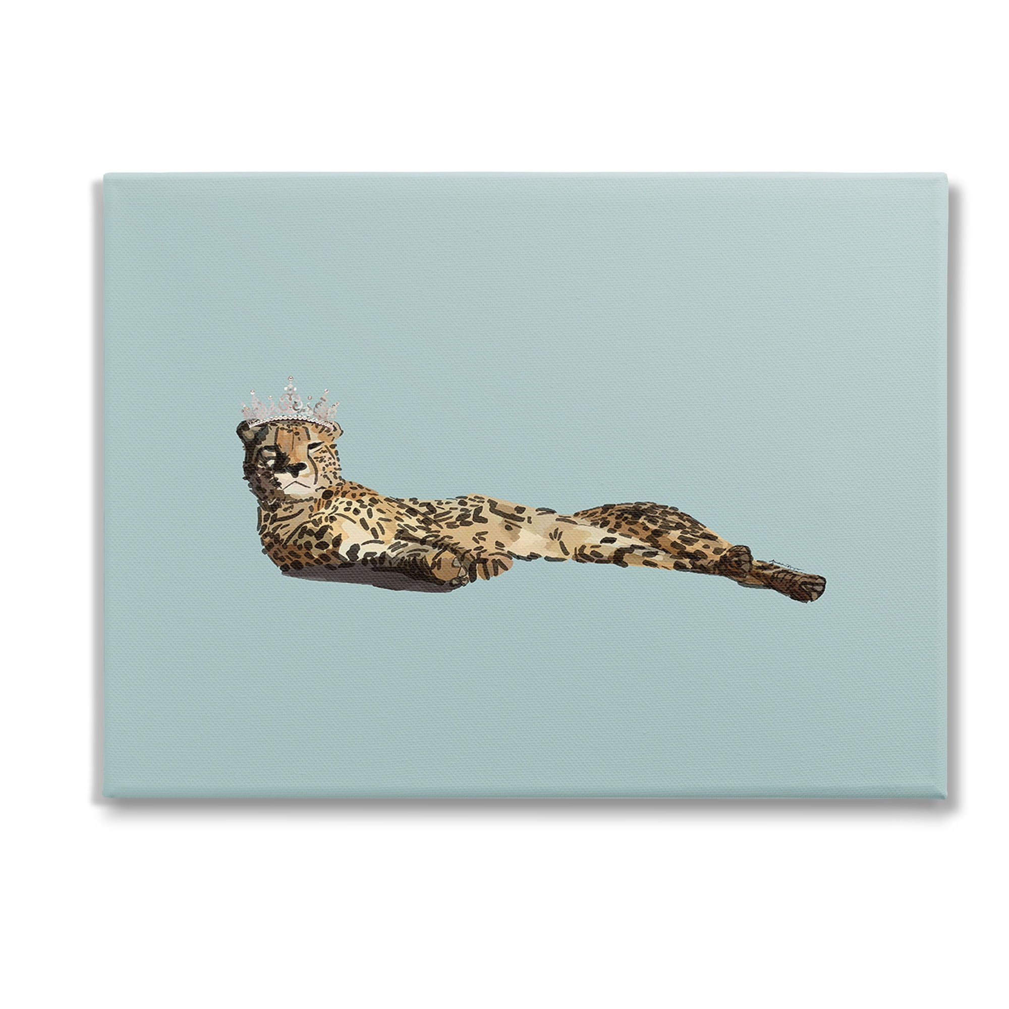 Stupell Industries Royal Leopard with Crown Animals & Insects Painting Gallery Wrapped Canvas Art Print Wall Art, 48 x 36