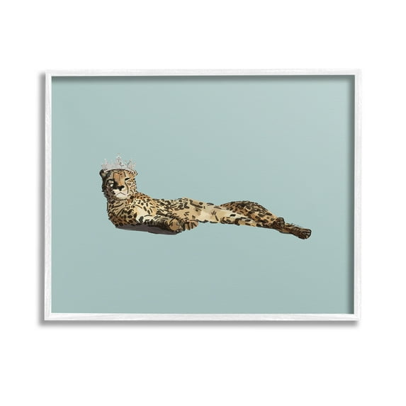 Stupell Industries Royal Leopard with Crown Animals & Insects Painting White Framed Art Print Wall Art, 14 x 11