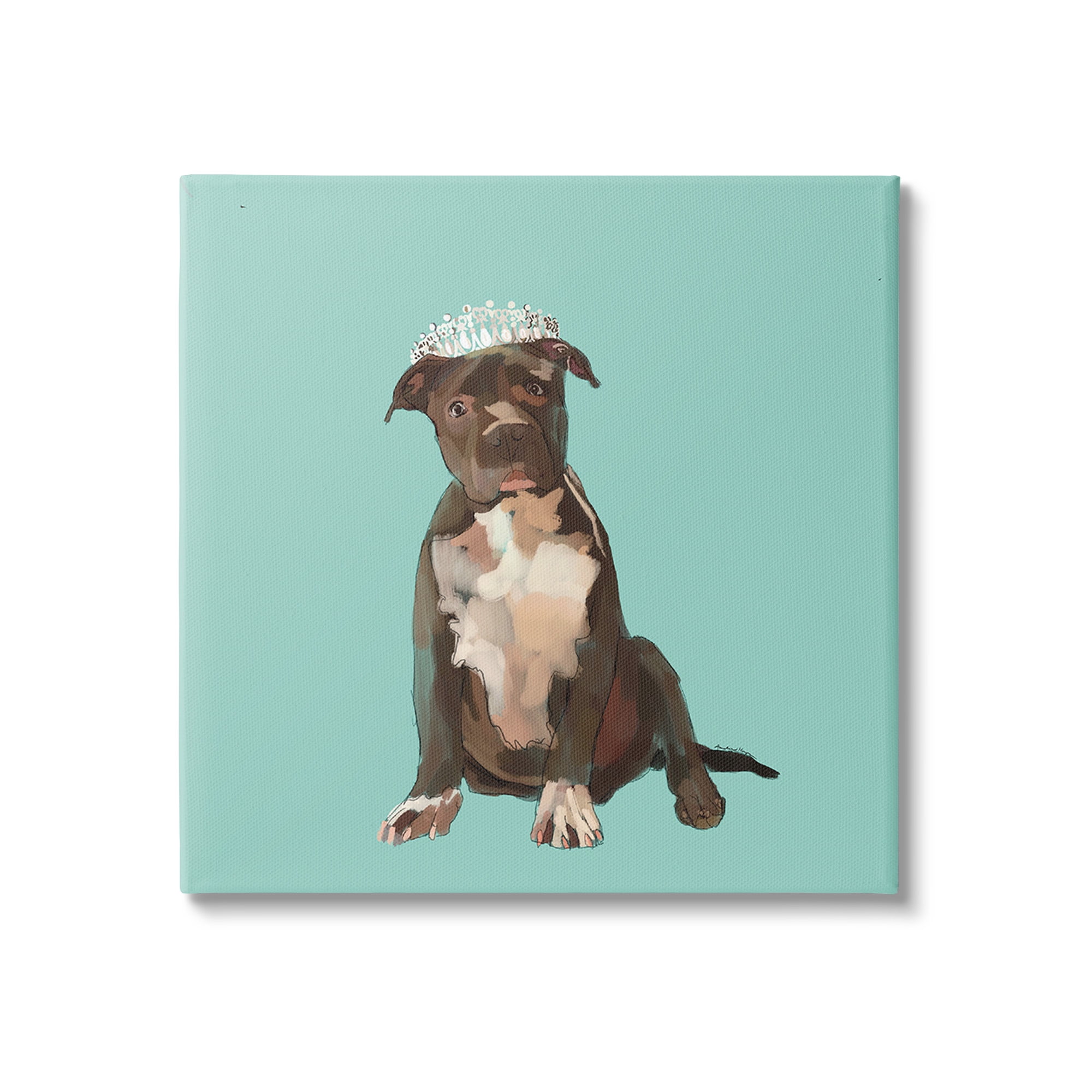 Stupell Industries Royal Pit Bull in Crown Animals & Insects Painting Gallery Wrapped Canvas Art Print Wall Art, 24 x 24