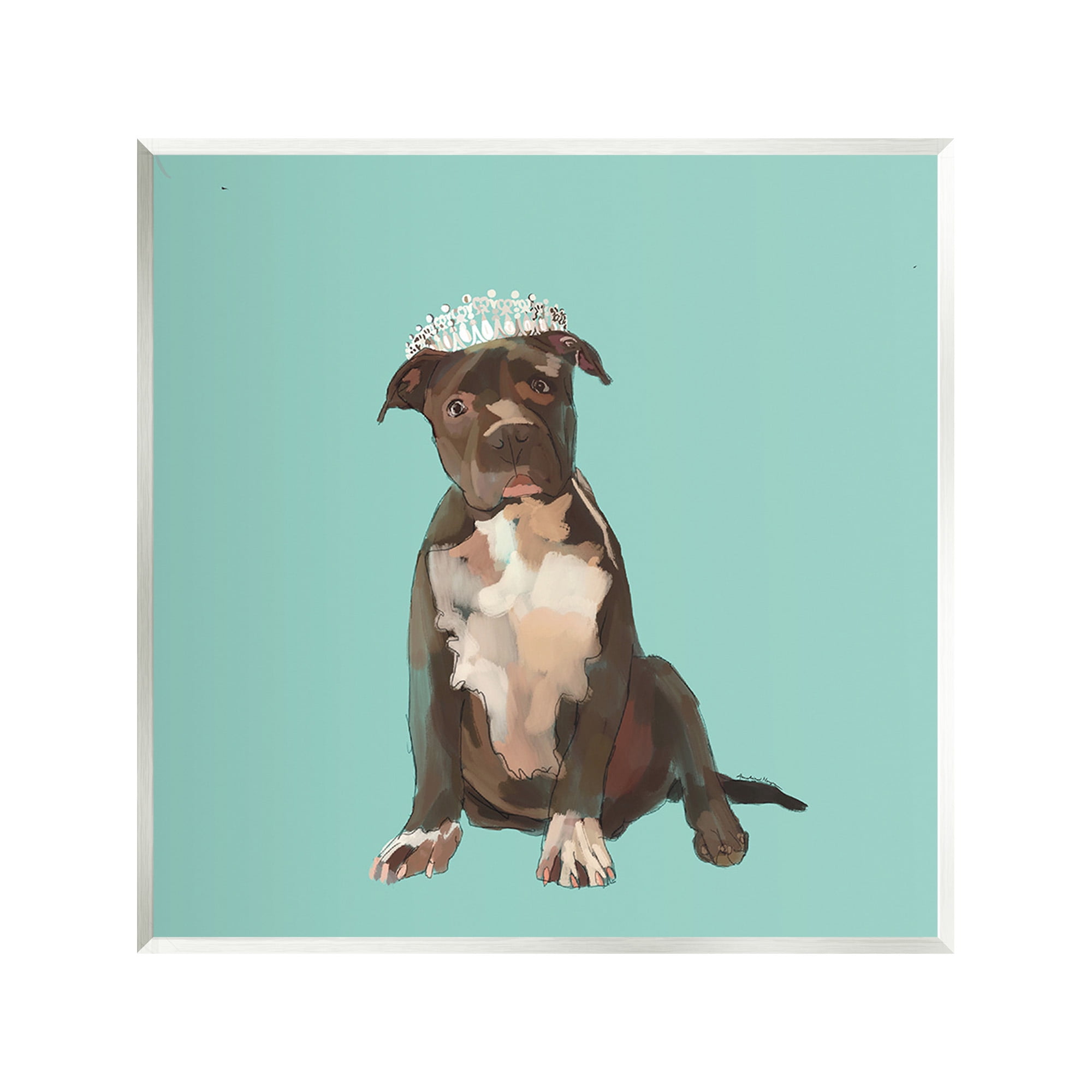 Stupell Industries Royal Pit Bull in Crown Animals & Insects Painting Unframed Art Print Wall Art, 12 x 12