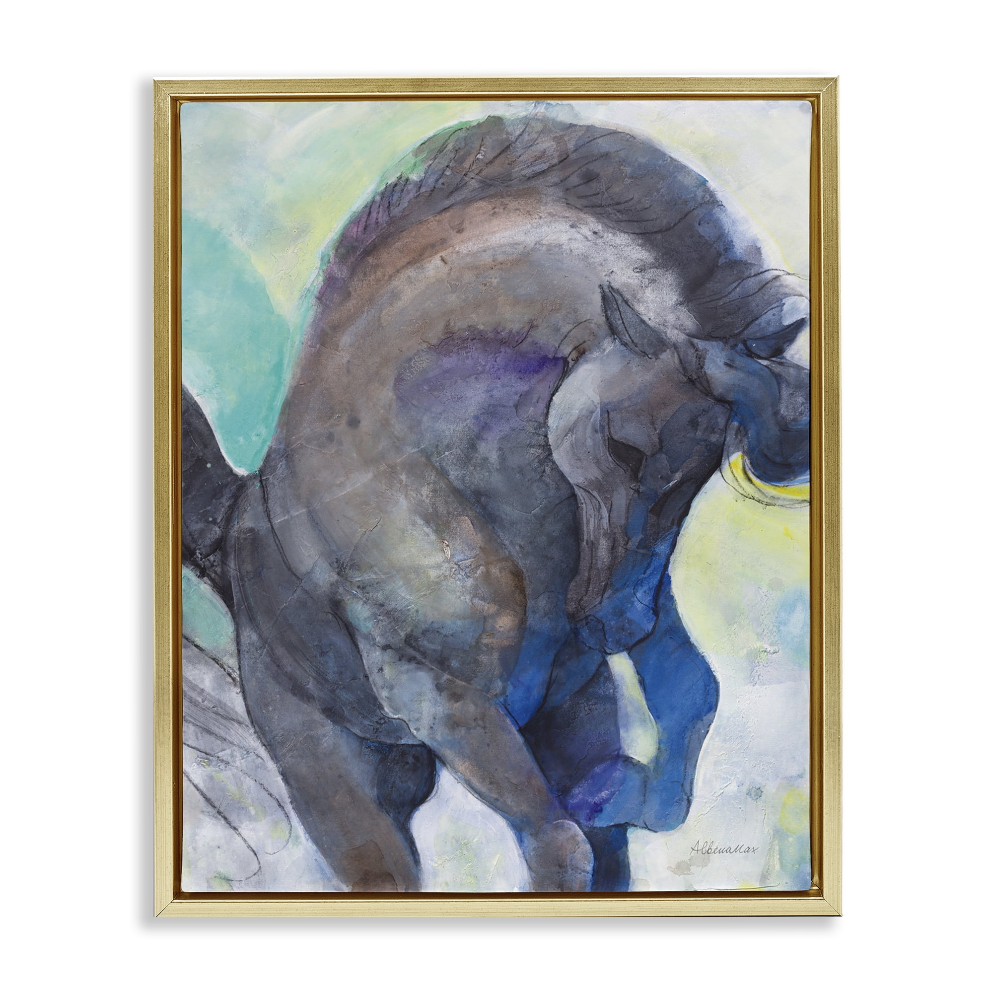 Stupell Industries Royal Splendor Stallion Animals & Insects Painting Gold Floater Framed Canvas Art Print Wall Art, 17 x 21