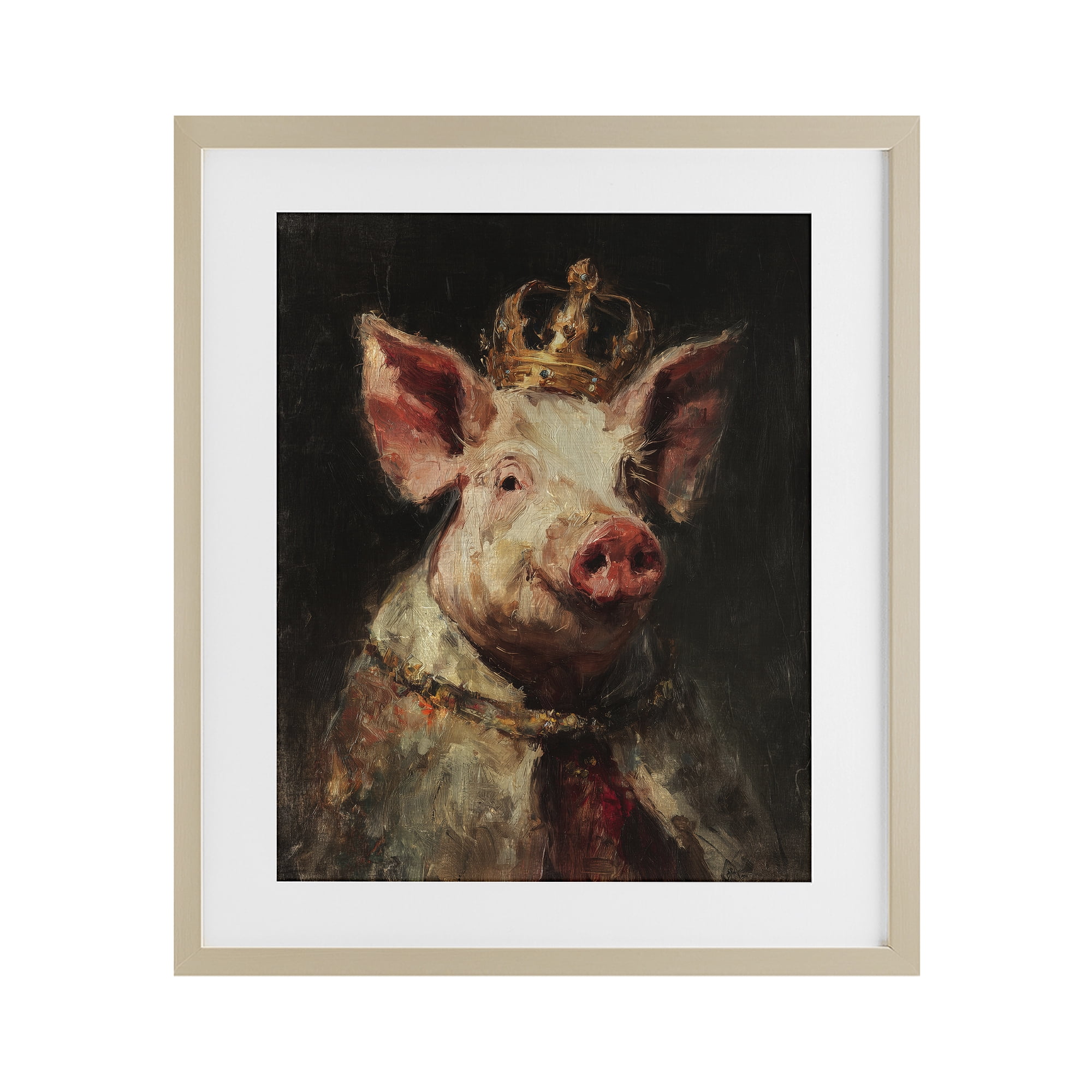 Stupell Industries Royal Swine Portrait Birch Framed Print Under Glass, design by Svetlana Aleynikova