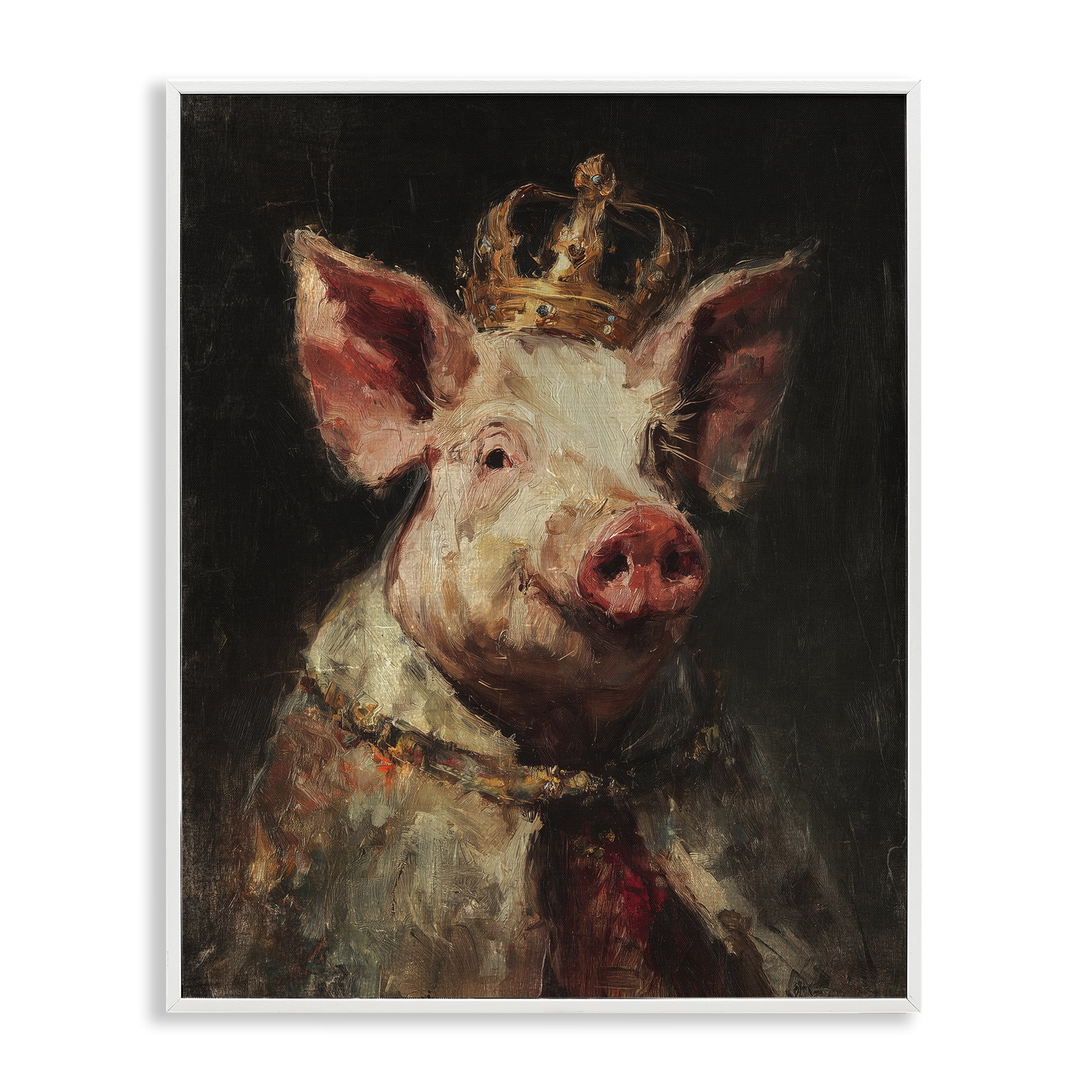Stupell Industries Royal Swine Portrait White Framed Giclee Art, design by Svetlana Aleynikova