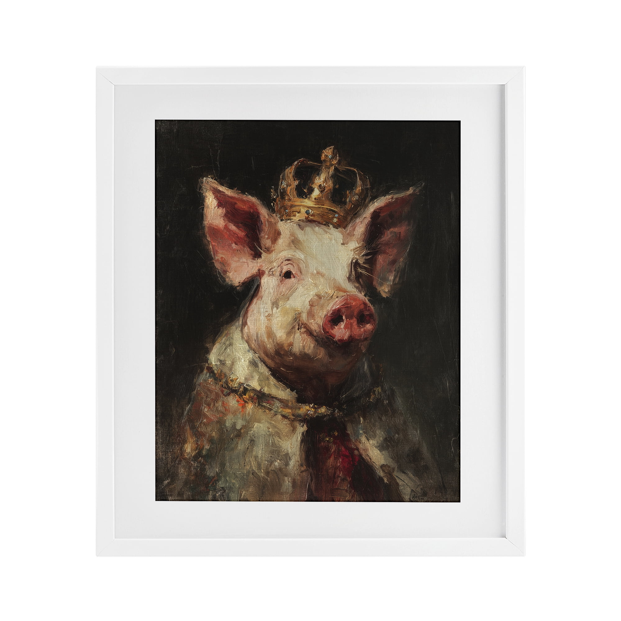 Stupell Industries Royal Swine Portrait White Framed Print Under Glass, design by Svetlana Aleynikova