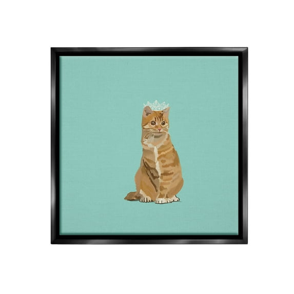 Stupell Industries Royal Tabby Cat Animals & Insects Painting Black Floater Framed Canvas Art Print Wall Art, 25 x 25