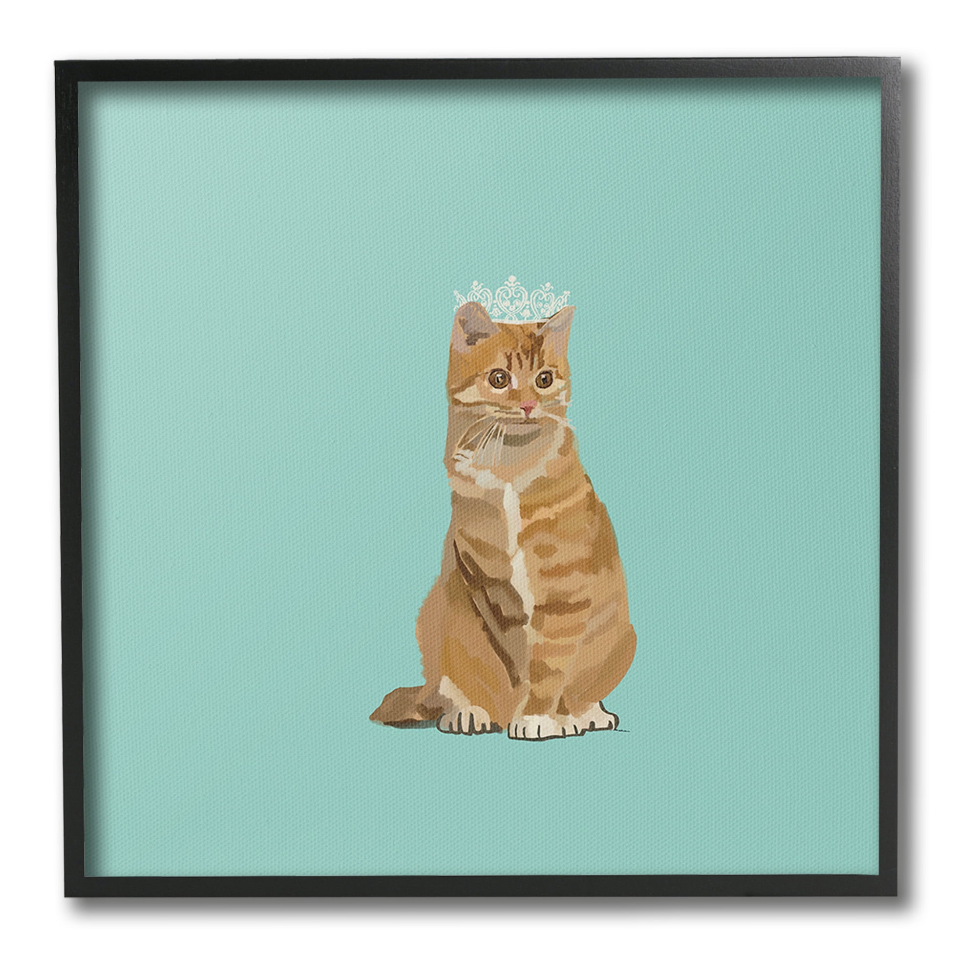 Stupell Industries Royal Tabby Cat Animals & Insects Painting Black Framed Art Print Wall Art, 24 x 24