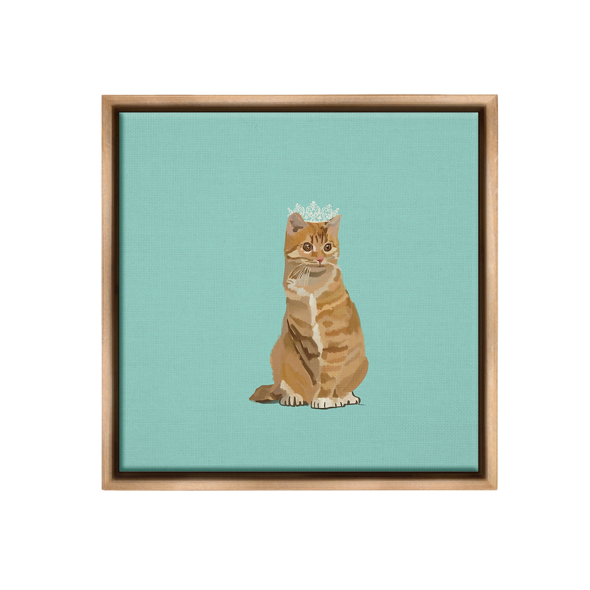 Stupell Industries Royal Tabby Cat Animals & Insects Painting Brown Floater Framed Canvas Art Print Wall Art, 25 x 25