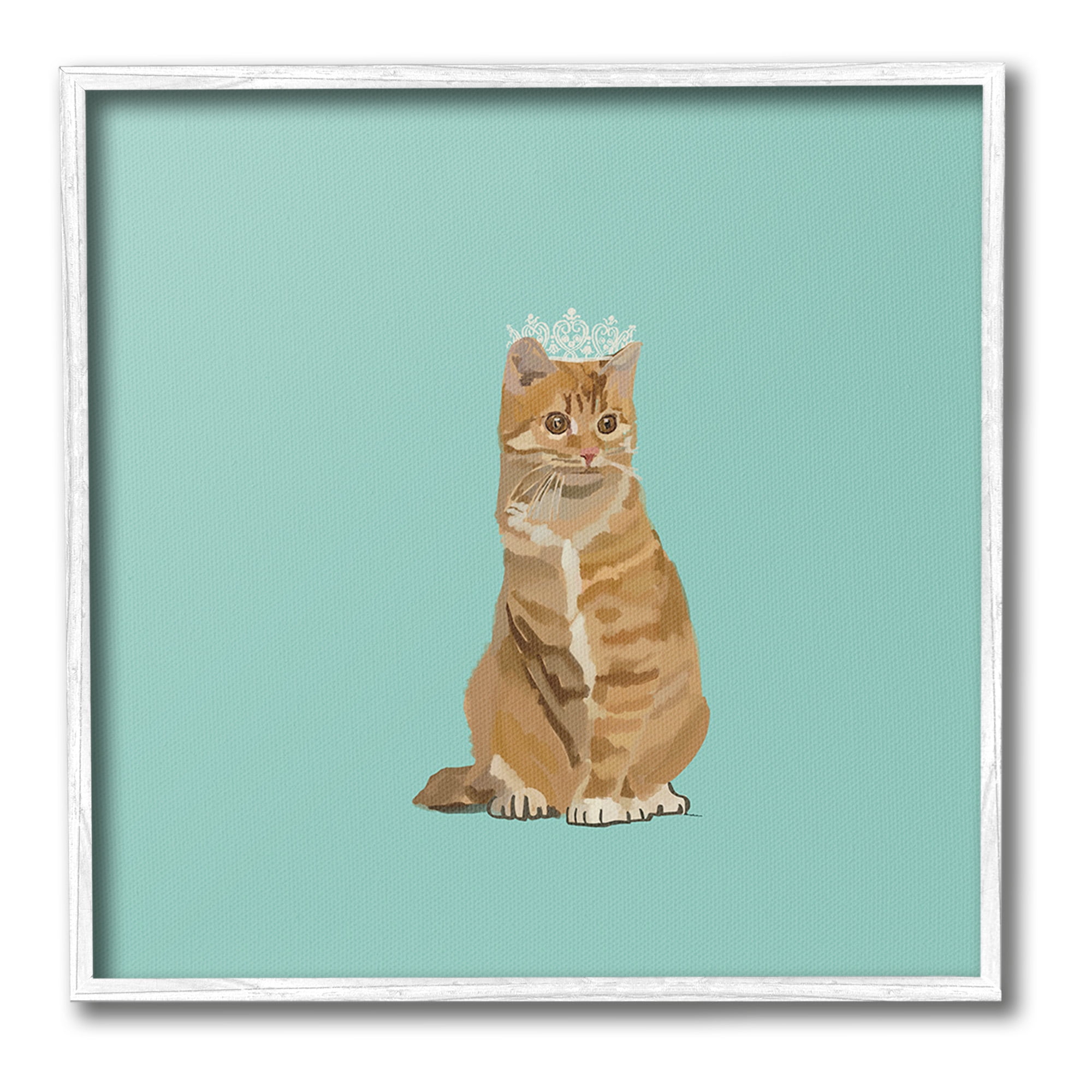 Stupell Industries Royal Tabby Cat Animals & Insects Painting White Framed Art Print Wall Art, 12 x 12