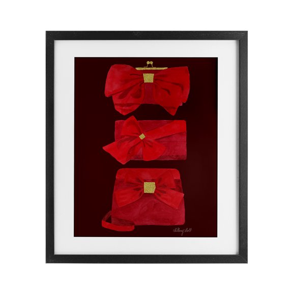 Ruby Red Clutches Black Framed Print Under Glass, 13 x 16, Made In USA
