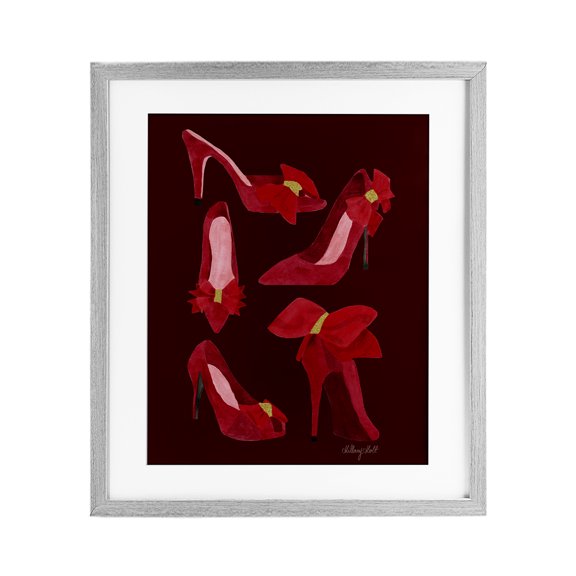 Stupell Industries Ruby Red Shoes Gray Framed Print Under Glass, design by Hillary Holt