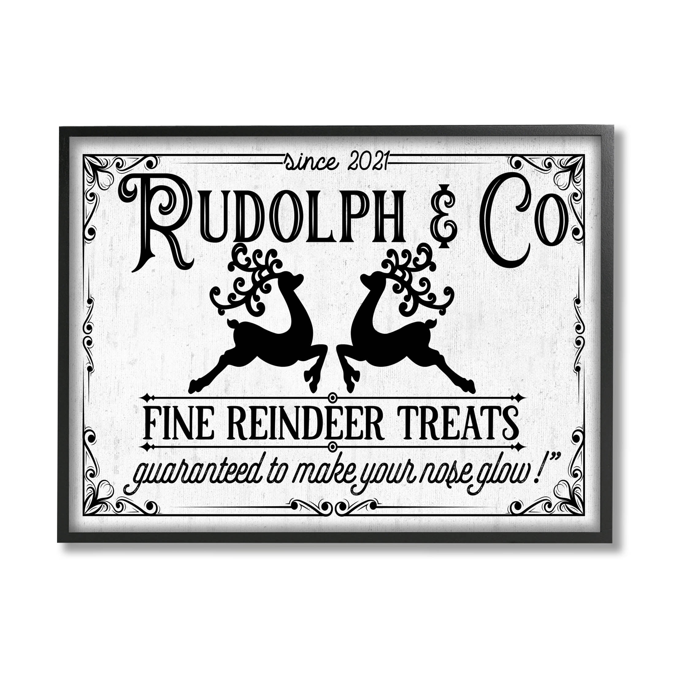 Stupell Industries Rudolph & Co Vintage Sign Graphic Art Black Framed Art Print Wall Art, Design by Lettered and Lined