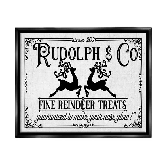 Stupell Industries Rudolph & Co Vintage Sign Graphic Art Jet Black Floating Framed Canvas Print Wall Art, Design by Lettered and Lined