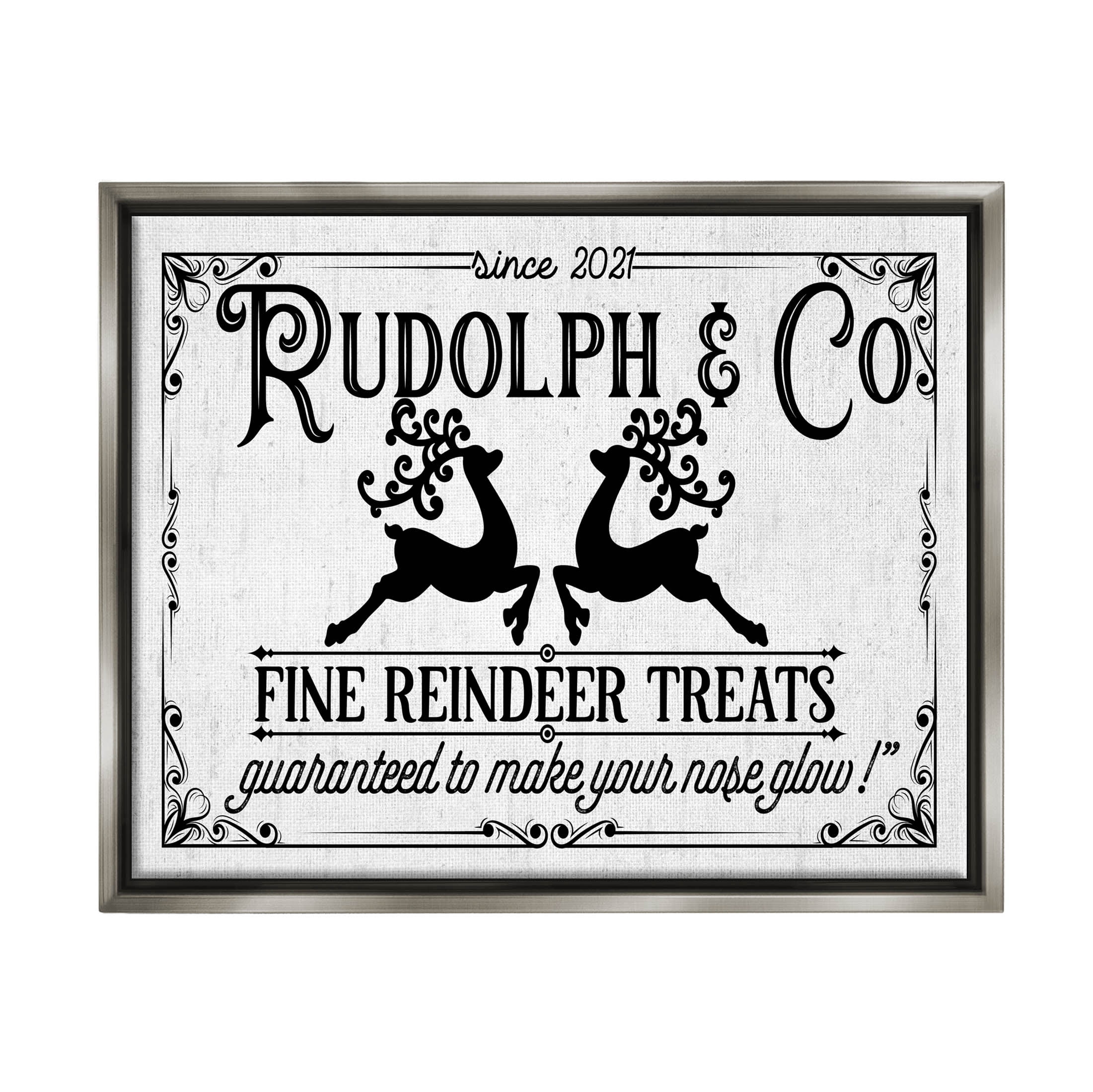 Stupell Industries Rudolph & Co Vintage Sign Graphic Art Luster Gray Floating Framed Canvas Print Wall Art, Design by Lettered and Lined