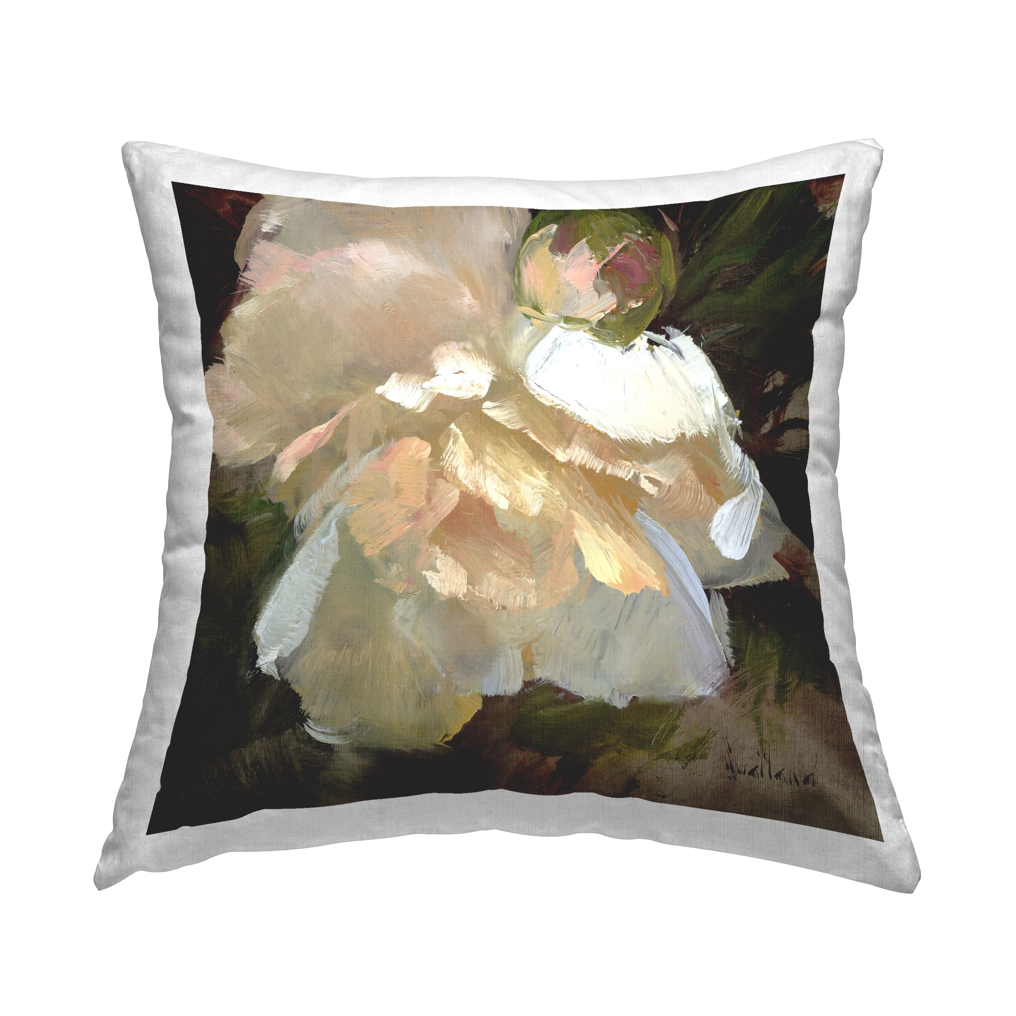 Stupell Industries Ruffled White Flower Decorative Printed Throw Pillow Design by Katie Swatland.