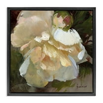 Stupell Industries Ruffled White Flower Plants & Flowers Painting Black Floater Framed Canvas Art Print Wall Art, 18 x 18
