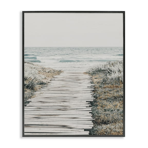 Stupell Industries Rugged Beach Path Nautical & Beach Photography Black Framed Art Print Wall Art, 11 x 14