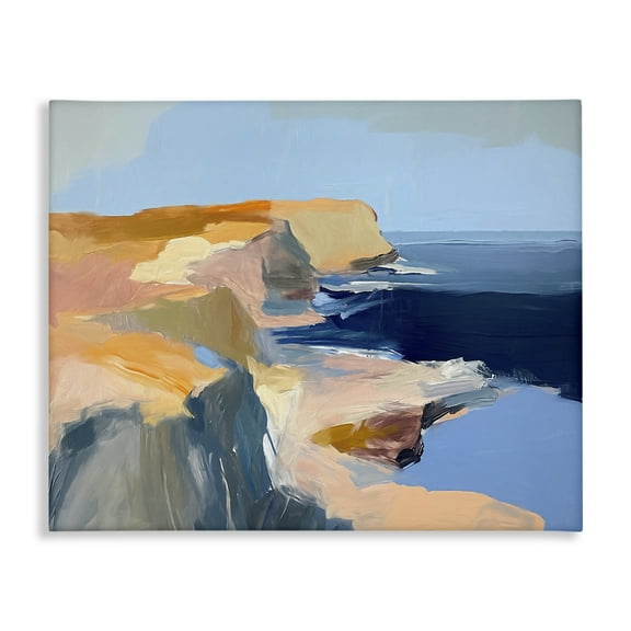 Stupell Industries Rugged Cliffs Coastline Coastal Painting Gallery Wrapped Canvas Art Print Wall Art, 20 x 16