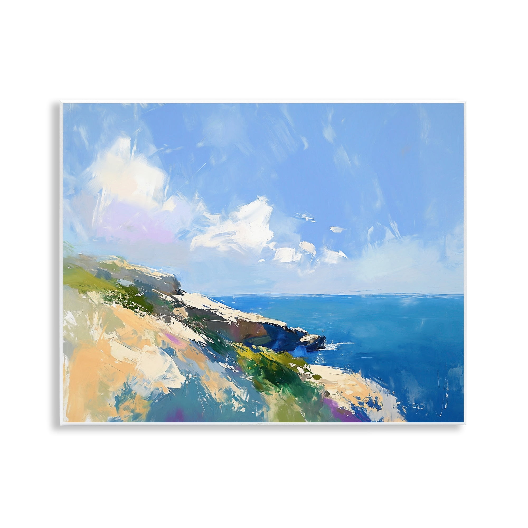 Stupell Industries Rugged Coastline Landscape Coastal Painting Unframed Art Print Wall Art, 14 x 11