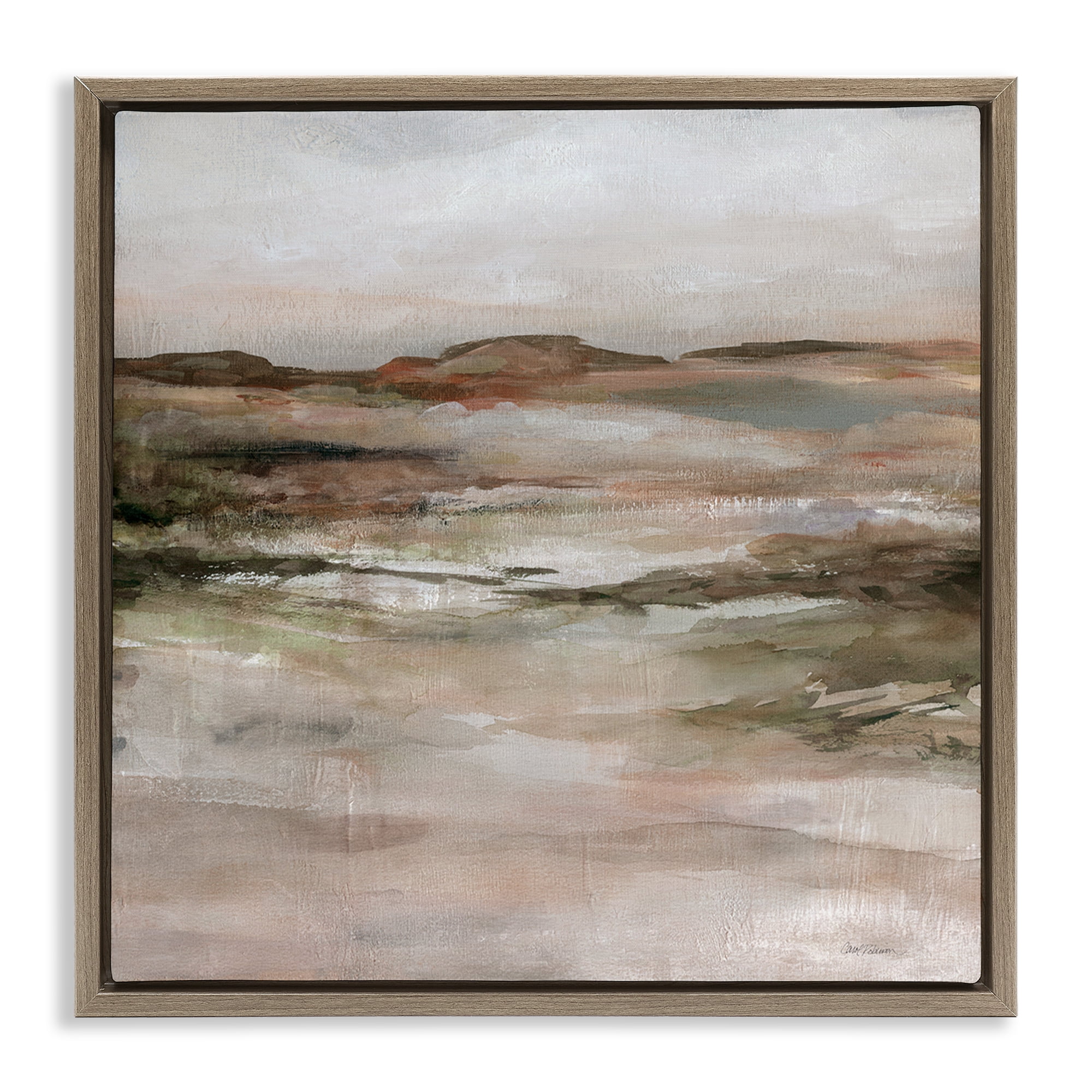 Stupell Industries Rugged Dunes Landscape Abstract Painting Brown Floater Framed Canvas Art Print Wall Art, 18 x 18