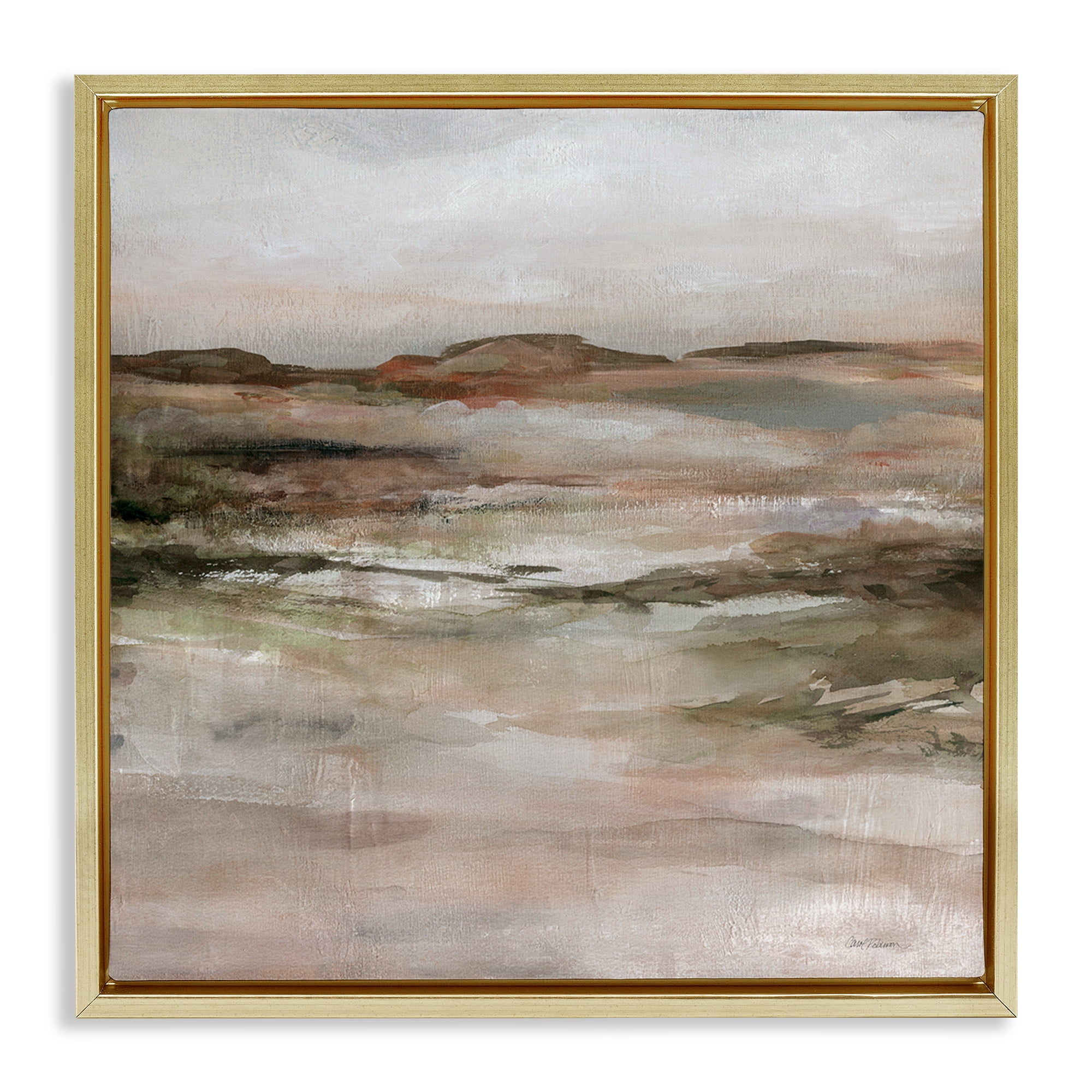 Stupell Industries Rugged Dunes Landscape Abstract Painting Gold Floater Framed Canvas Art Print Wall Art, 18 x 18