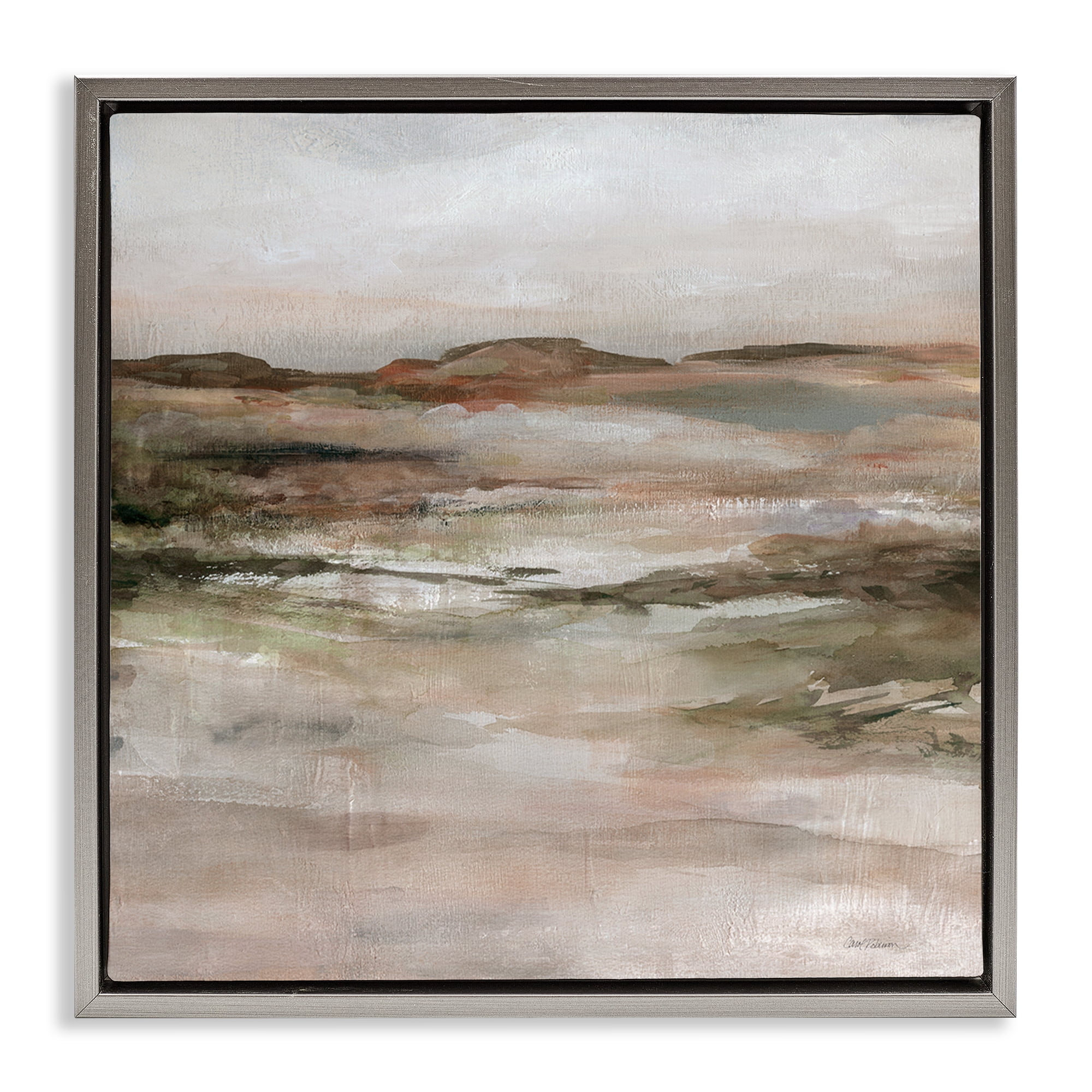 Stupell Industries Rugged Dunes Landscape Abstract Painting Gray Floater Framed Canvas Art Print Wall Art, 25 x 25