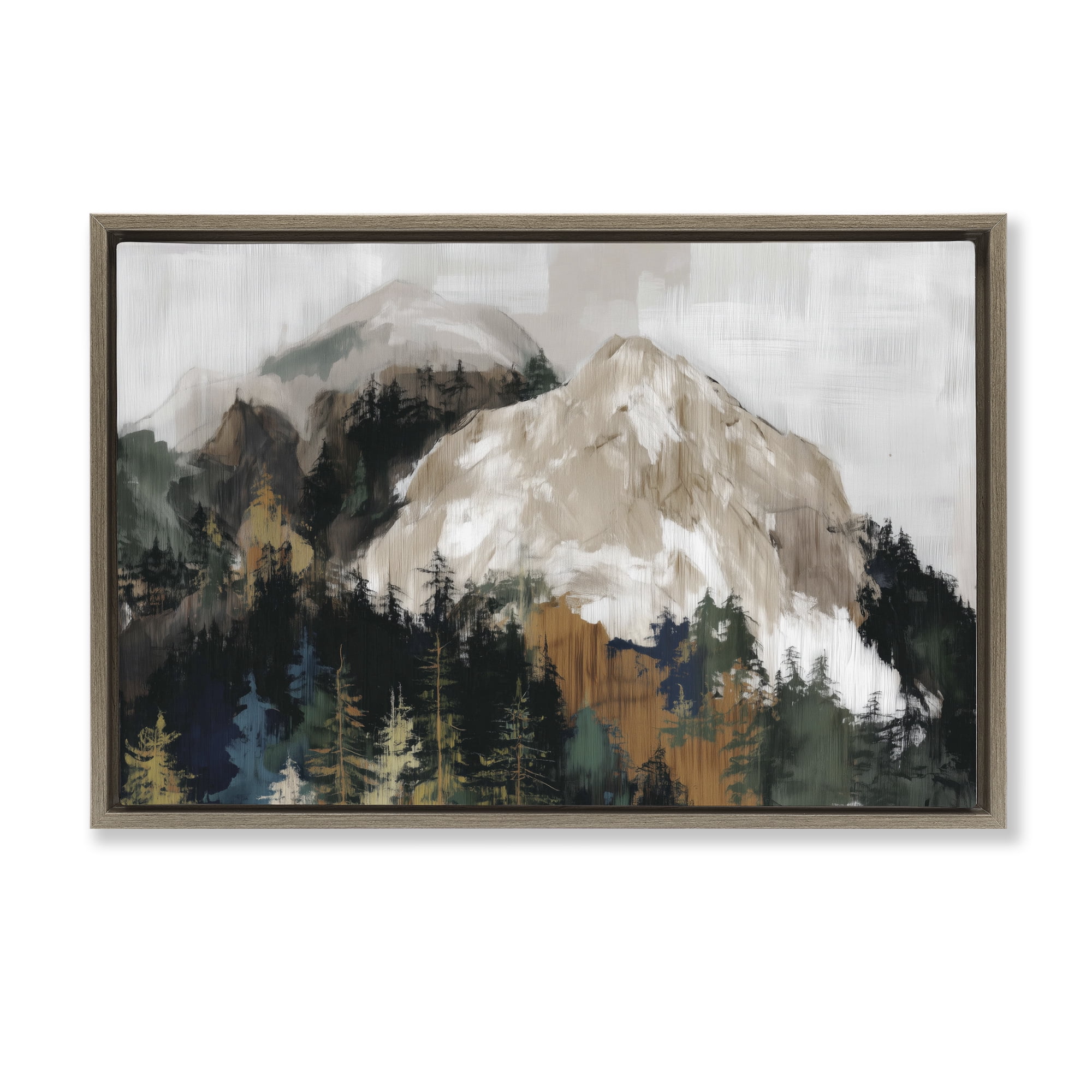 Stupell Industries Rugged Mountain Peaks Brown Framed Floater Canvas Wall Art, design by Chromatic Storm Studio