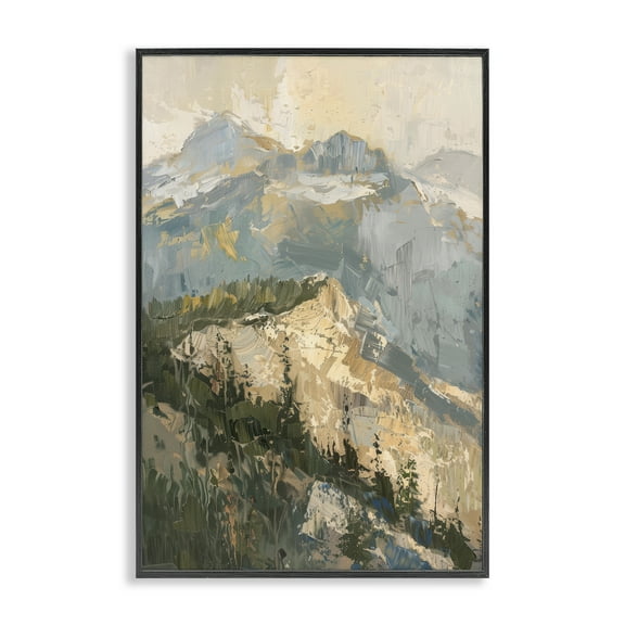 Stupell Industries Rugged Mountains View Landscape & Nature Painting Black Framed Art Print Wall Art, 12 x 18