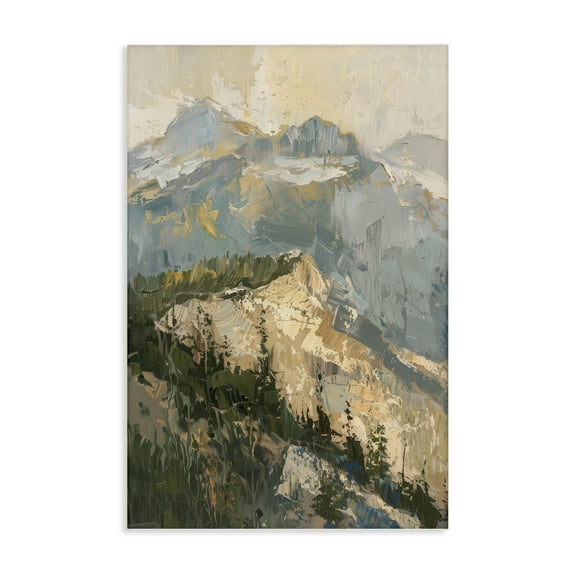 Stupell Industries Rugged Mountains View Landscape & Nature Painting Wrapped Canvas Art Print Wall Art, 16 x 24