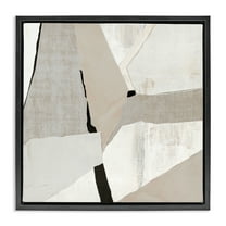 Stupell Industries Rugged Shapes in Beige Abstract Painting Black Floater Framed Canvas Art Print Wall Art, 18 x 18