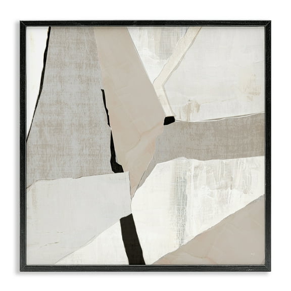 Stupell Industries Rugged Shapes in Beige Abstract Painting Black Framed Art Print Wall Art, 17 x 17