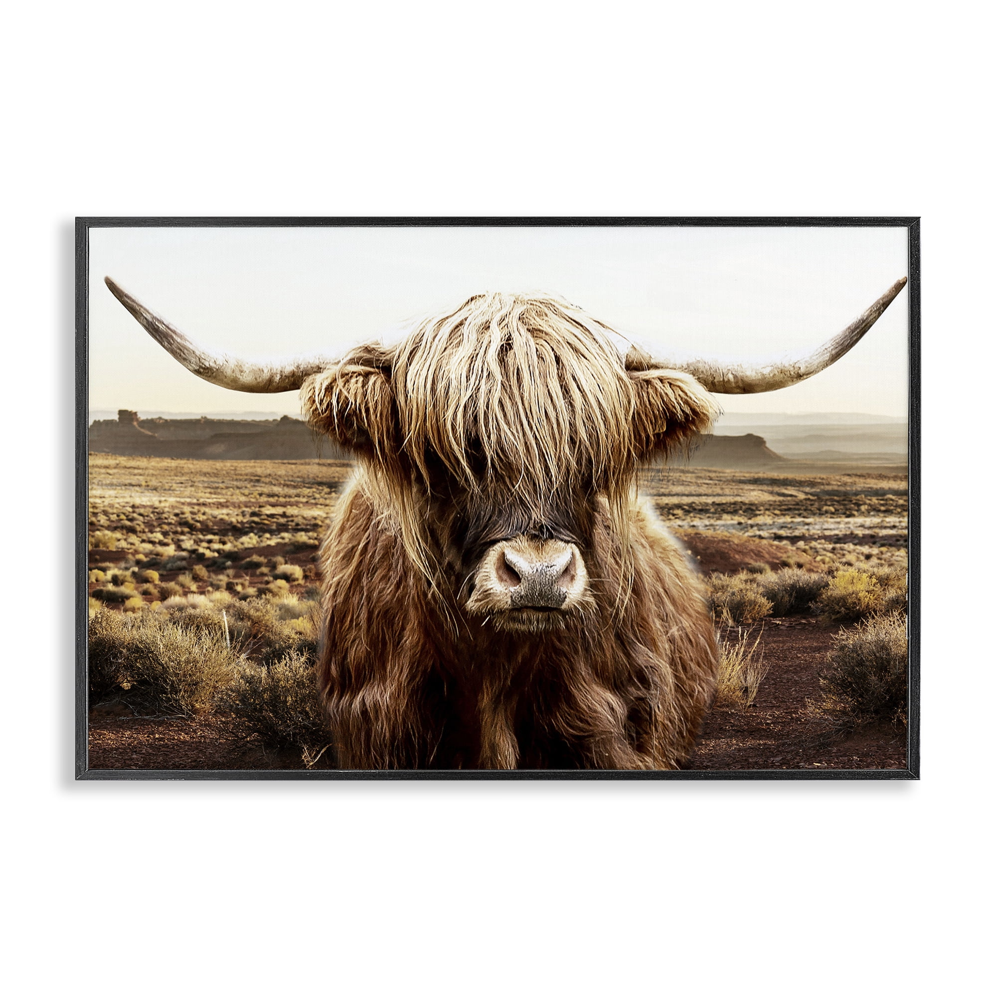 Stupell Industries Rugged Vegetation Cattle Portrait Black Framed Giclee Art, design by CAD Designs
