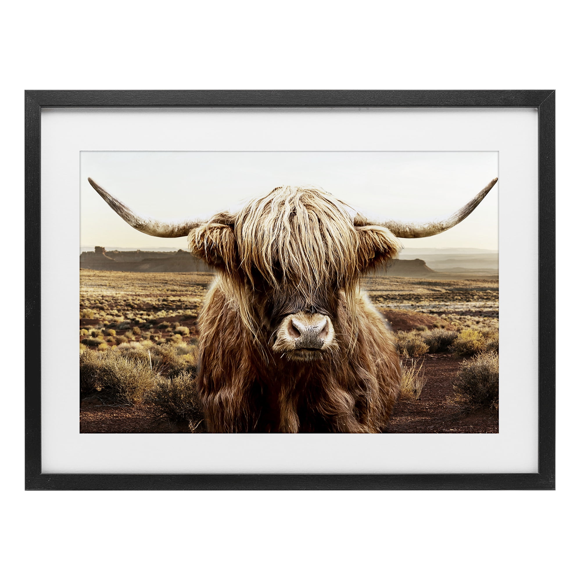 Stupell Industries Rugged Vegetation Cattle Portrait Black Framed Print Under Glass, design by CAD Designs
