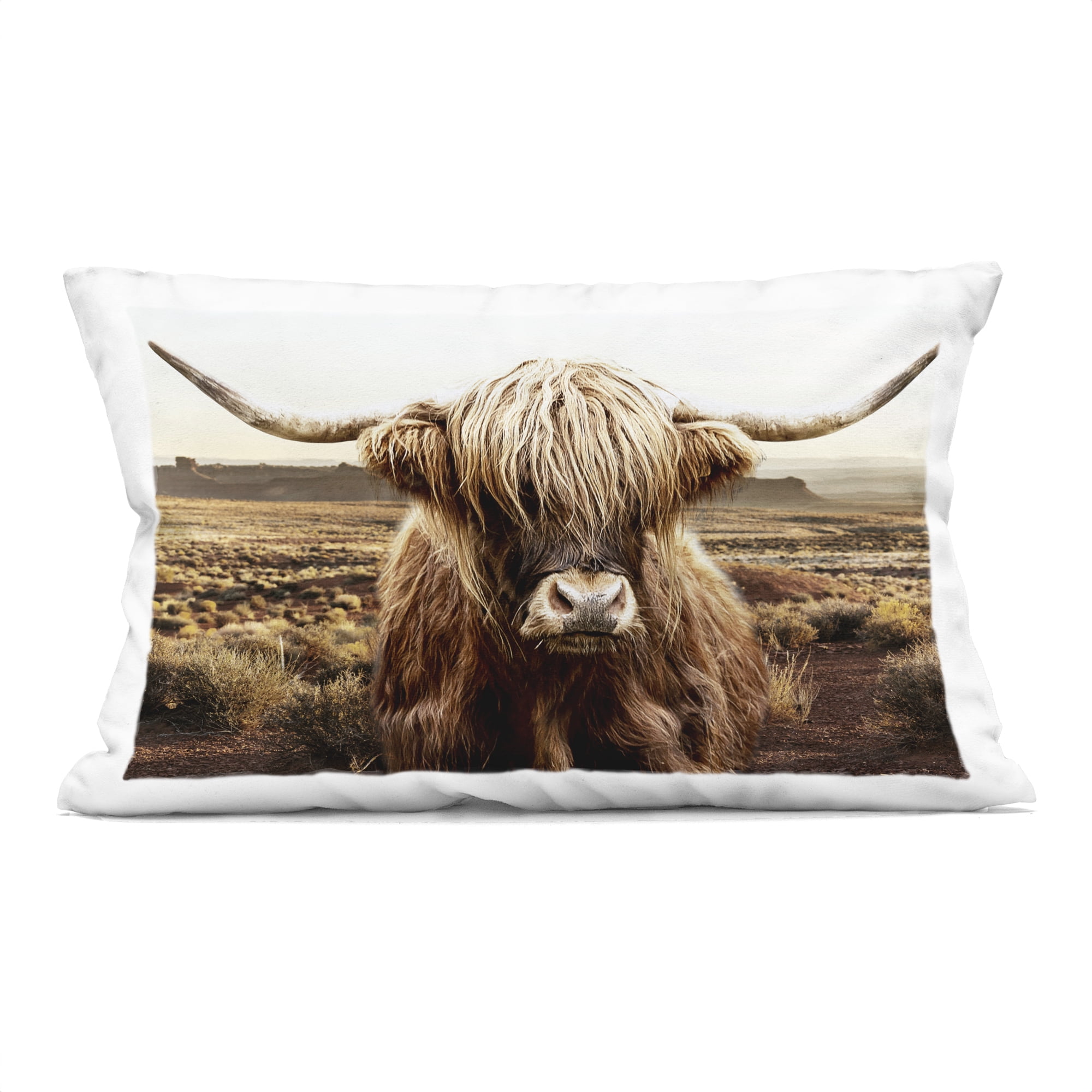 Stupell Industries Rugged Vegetation Cattle Portrait Decorative Printed Throw Pillow, design by CAD Designs, 14 x 7 x 20
