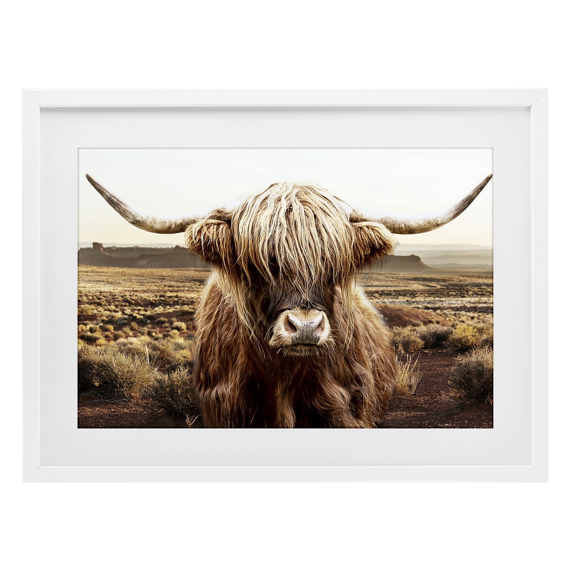 Stupell Industries Rugged Vegetation Cattle Portrait White Framed Print Under Glass, design by CAD Designs