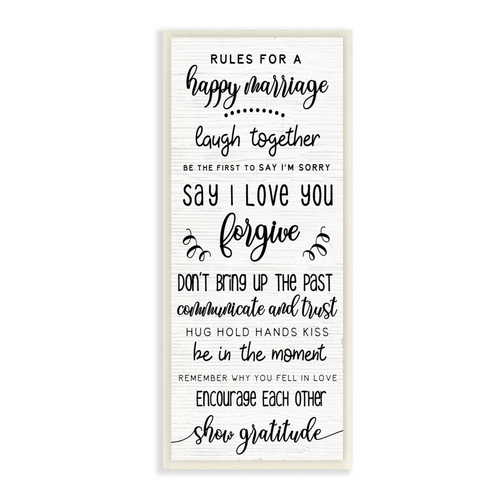 Stupell Industries Rules For A Happy Marriage Family Home List Wall Plaque Design by Daphne Polselli
