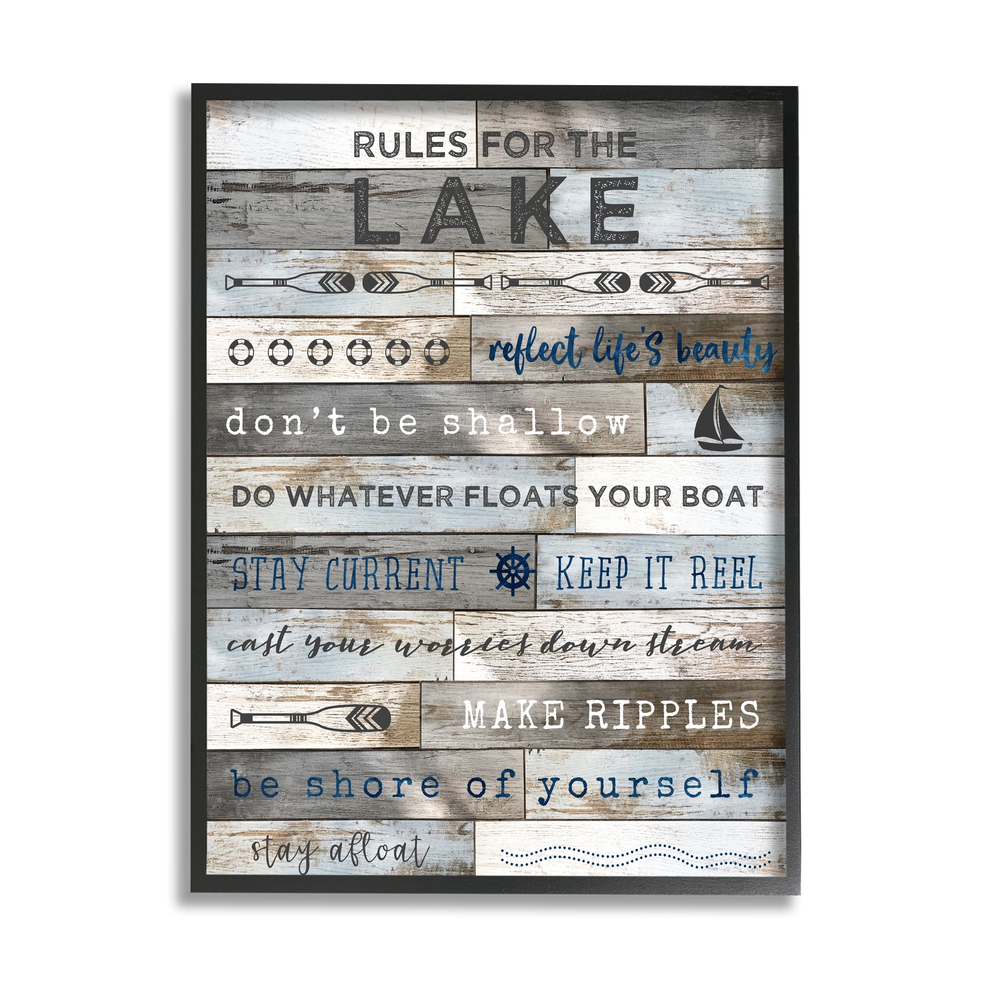 Stupell Industries Rules From the Lake List Rtic Plank Pattern,11 x 14,Design by Natalie Carpentieri