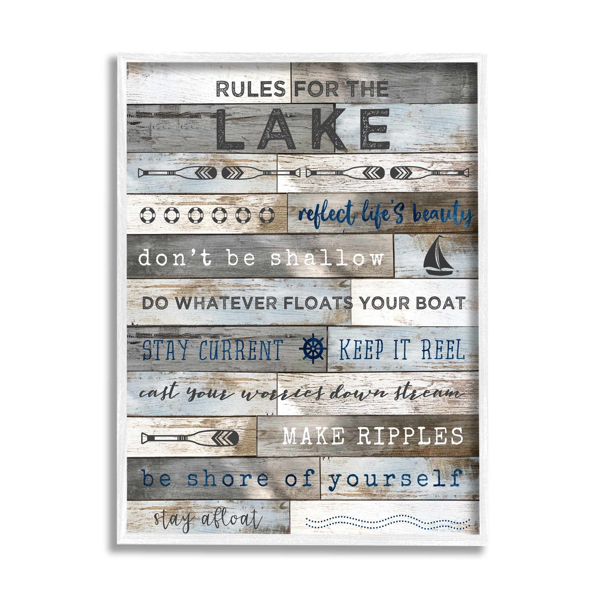 Stupell Industries Rules From the Lake List Rtic Plank Pattern,16 x 20, Design by Natalie Carpentieri