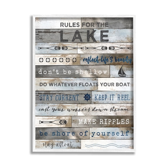 Stupell Industries Rules From the Lake List Rtic Plank Pattern,16 x 20, Design by Natalie Carpentieri