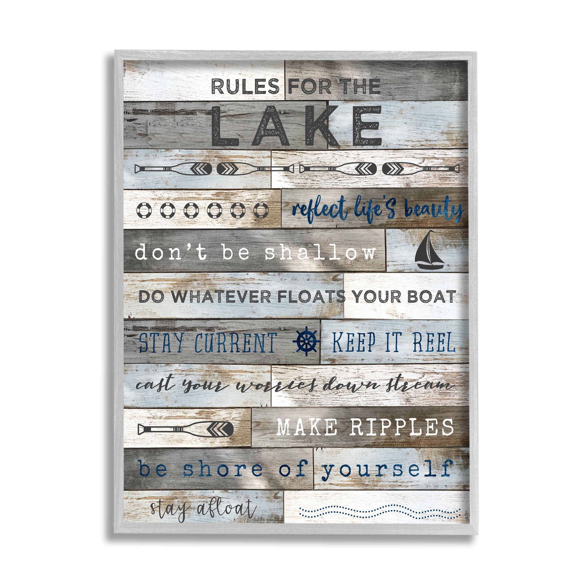 Stupell Industries Rules From the Lake List Rtic Plank Pattern,16 x 20, Design by Natalie Carpentieri