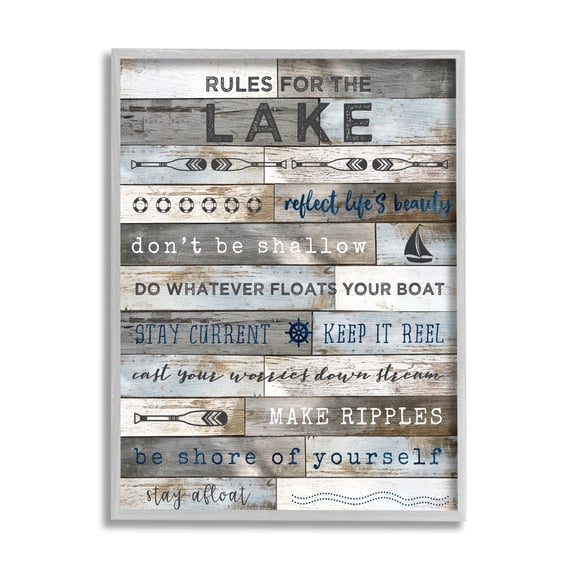 Stupell Industries Rules From the Lake List Rtic Plank Pattern,16 x 20, Design by Natalie Carpentieri
