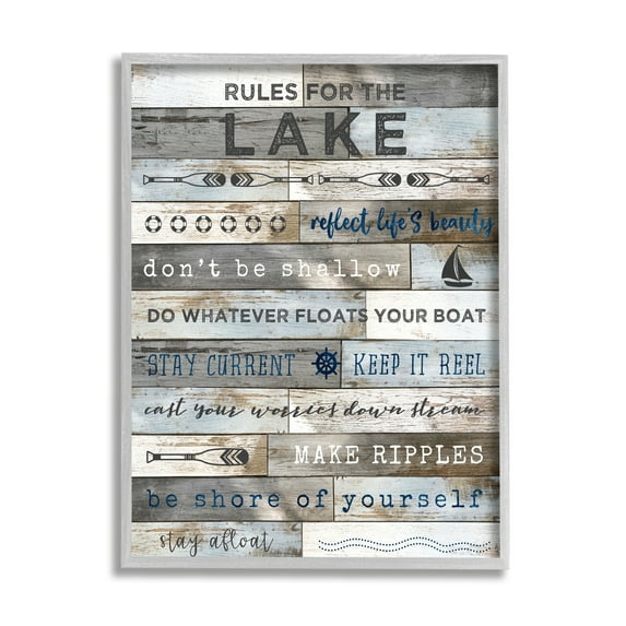 Stupell Industries Rules From the Lake List Rtic Plank Pattern,24 x 30, Design by Natalie Carpentieri