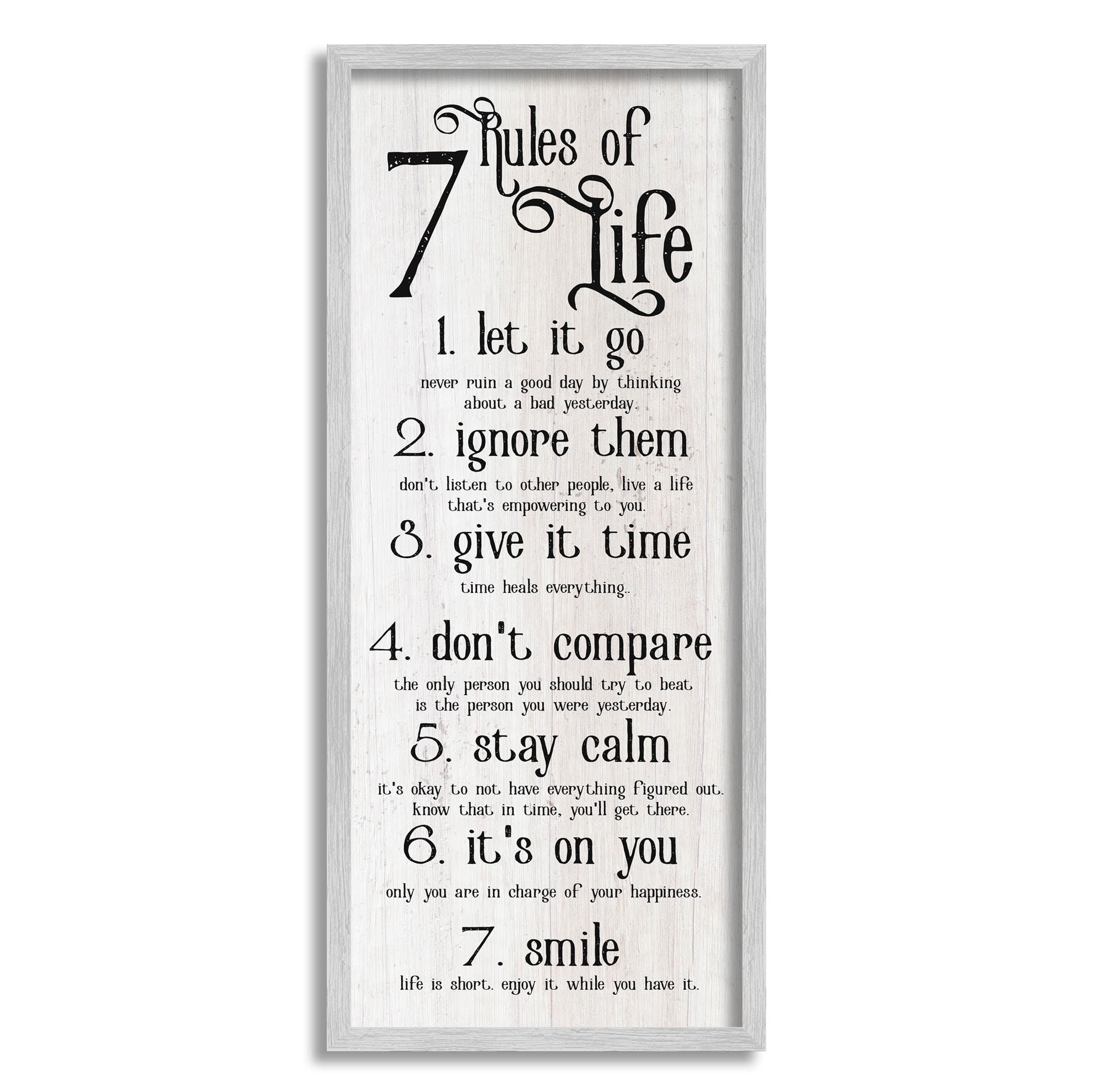 Stupell Industries Rules Of Life Motivating List Graphic Art Gray Framed Art Print Wall Art, Design by Lil' Rue