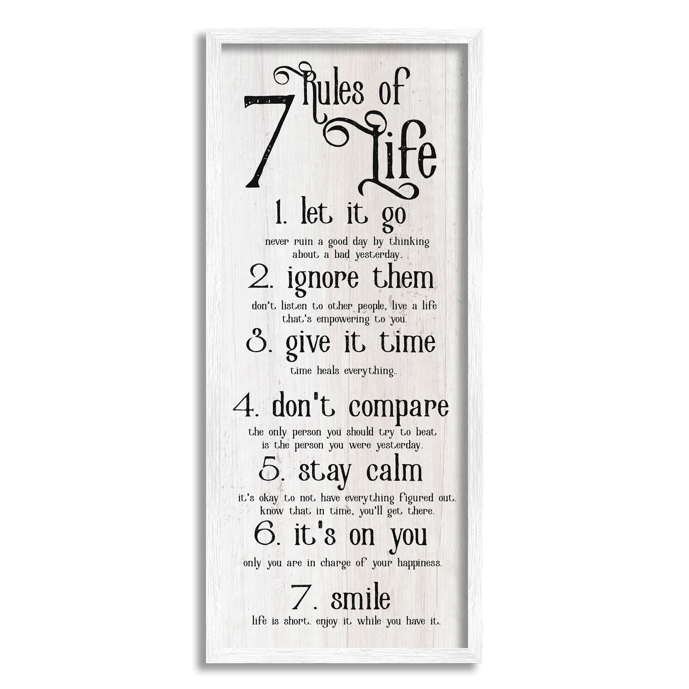 Stupell Industries Rules Of Life Motivating List Graphic Art White Framed Art Print Wall Art, Design by Lil' Rue