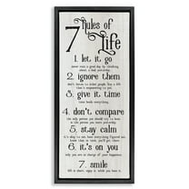 Stupell Industries Rules Of Life Motivating List Inspirational Painting Black Floater Framed Canvas Art Print Wall Art, 11 x 25