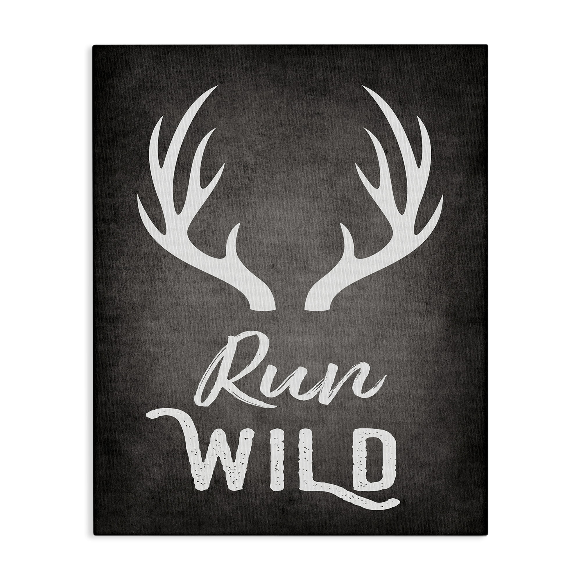Stupell Industries Run Wild Antlers Typography Painting Gallery Wrapped Canvas Art Print Wall Art, 30 x 40