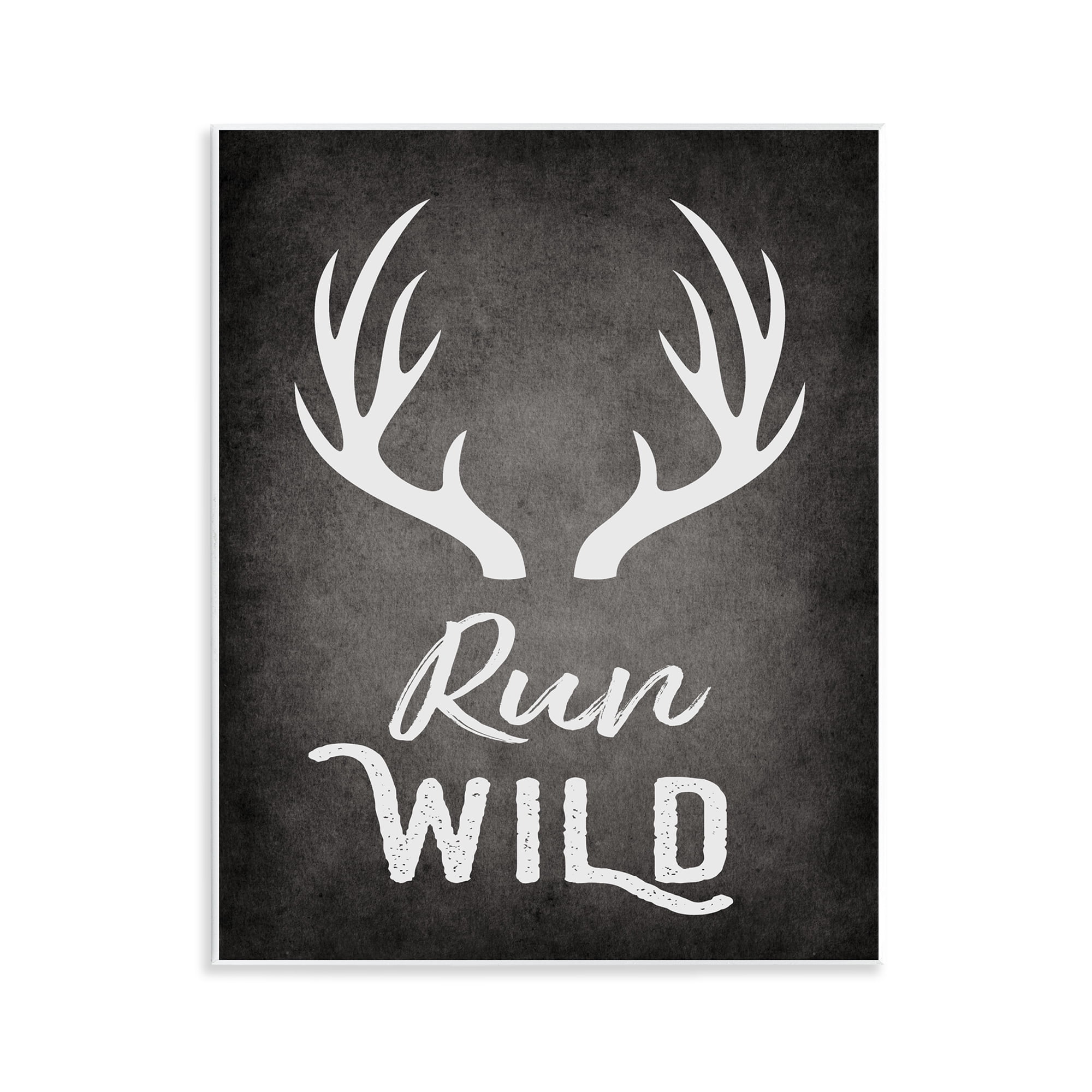 Stupell Industries Run Wild Antlers Typography Painting Unframed Art Print Wall Art, 11 x 14