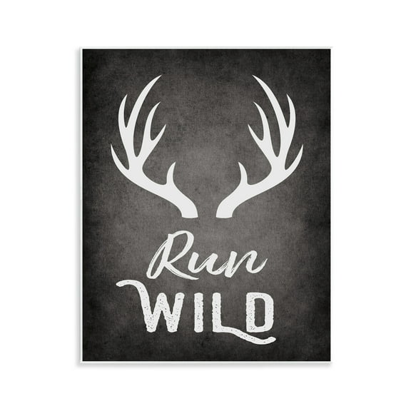 Stupell Industries Run Wild Antlers Typography Painting Unframed Art Print Wall Art, 11 x 14