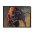 thumbnail image 1 of Stupell Industries Running Bull Portrait Masculine Cattle Pose Black Framed by Julie T. Chapman, 1 of 5